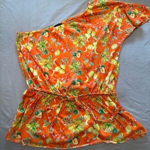 Lane Bryant One Shoulder Orange Floral Blouse